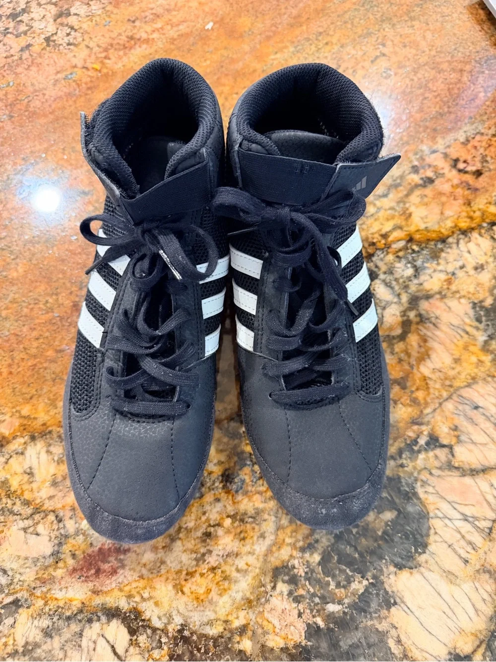 adidas PVC Performance Black High-Top Sneakers with White Stripes